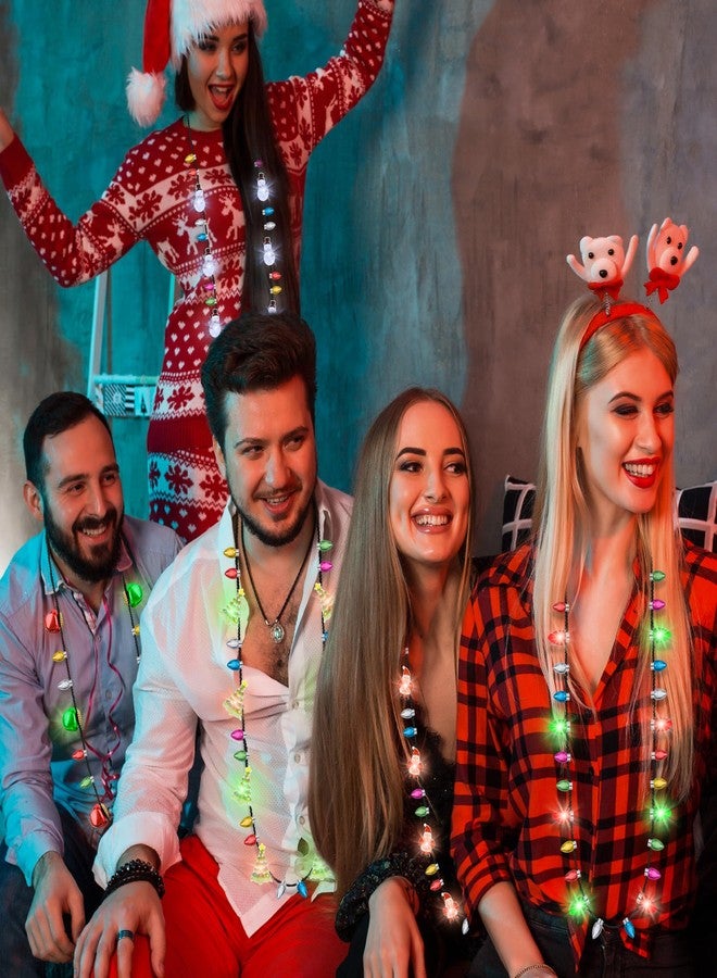 Traplace 10 PCS Christmas Light Necklace Accessories, 3 Flash Modes Christmas Party Favors, 10 Kinds of Wearable Xmas Lights Necklace, Colorful Xmas Decorations for Ugly Sweater Party Supplies Holiday Decor - Image 5